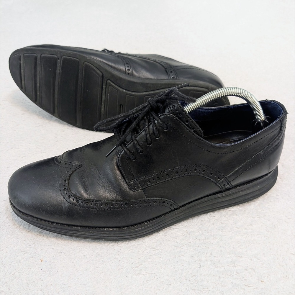 Cole Haan Grand Os Shoes Mens‎ 11.5M Black Leather Wingtip Brogue Oxford C27984